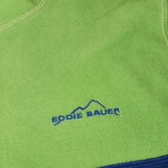 EDDIE Bauer Hoodie Size Large Blue and Green Fleece Hoodie - Picture 2 of 4